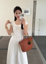 Ariana French Long Dress in White