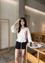 Elise Lacey Ribbon Blouse in White