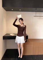 Pleated Polka Dot Skort in White