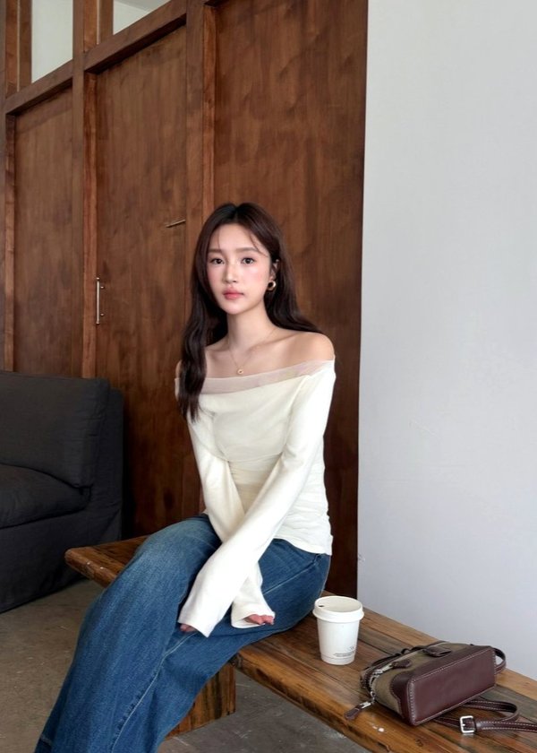 Lydia Mesh Top in Cream
